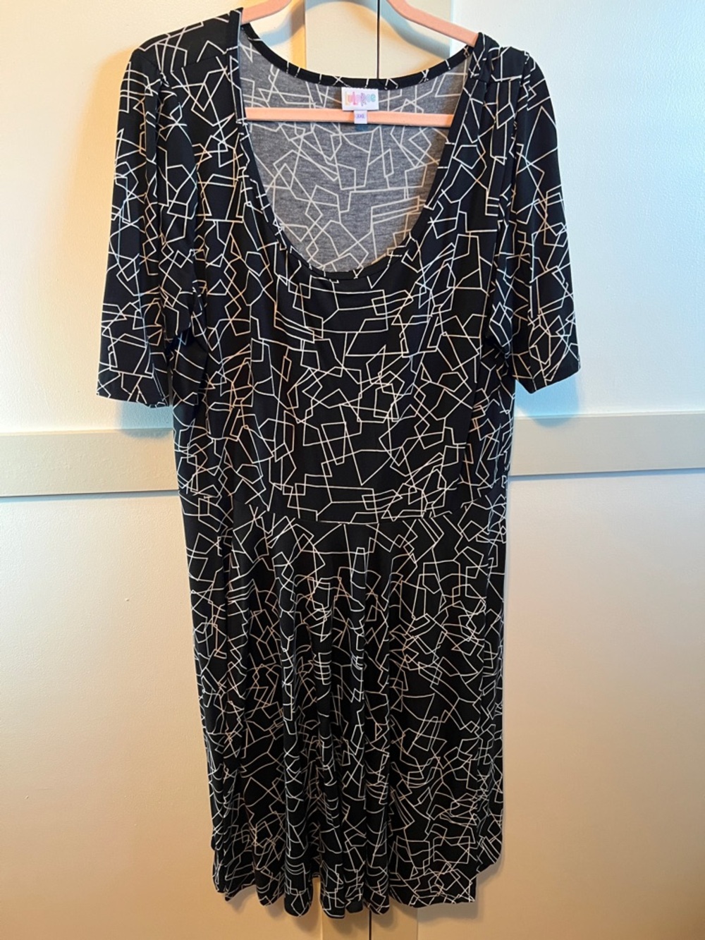 LuLaRoe Black and White Geometric Midi Dress